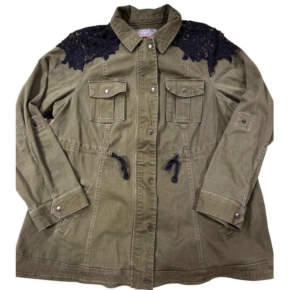 Torrid Jacket-size‎ 1(XL)Army Olive Green Utility Black Lace Drawstring Waist